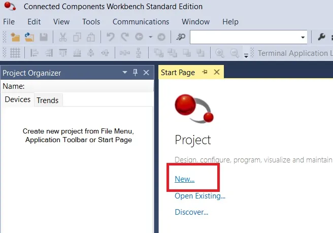 img/Connected Components Workbench simulator/create a new project.webp